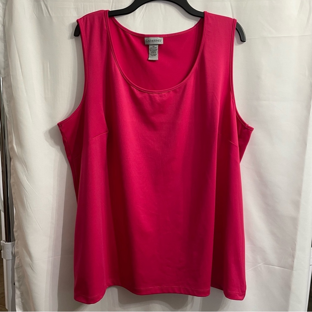 Catherines 2X Hot Pink Boxy Tank Top Relaxed Fits Summer Beach